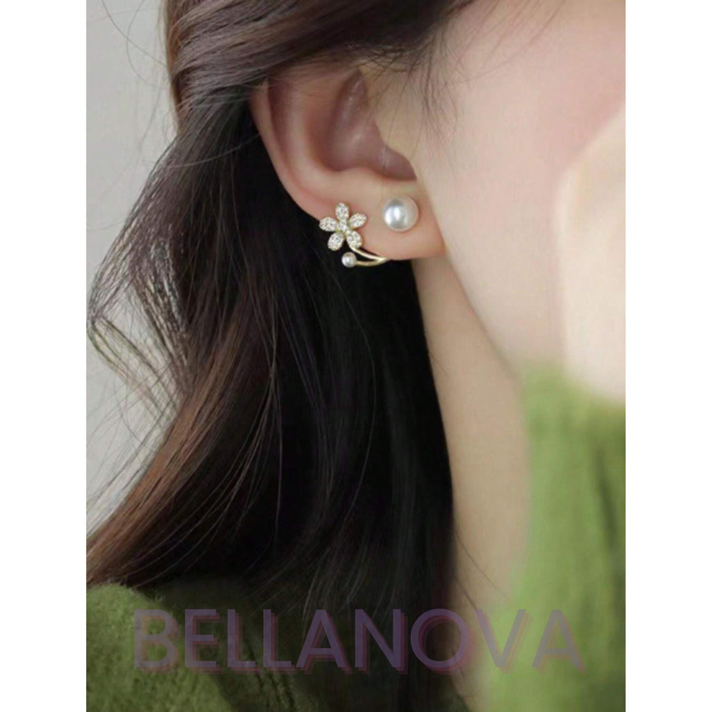 18k Gold-Plated 2-in-1 Floral & Pearl Earrings + FREE UK Delivery