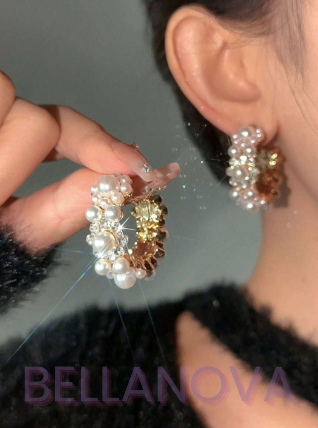18k Gold-Plated Pearl & Cubic Zirconia Hoop Earrings + FREE UK Delivery