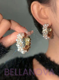 18k Gold-Plated Pearl & Cubic Zirconia Hoop Earrings + FREE UK Delivery