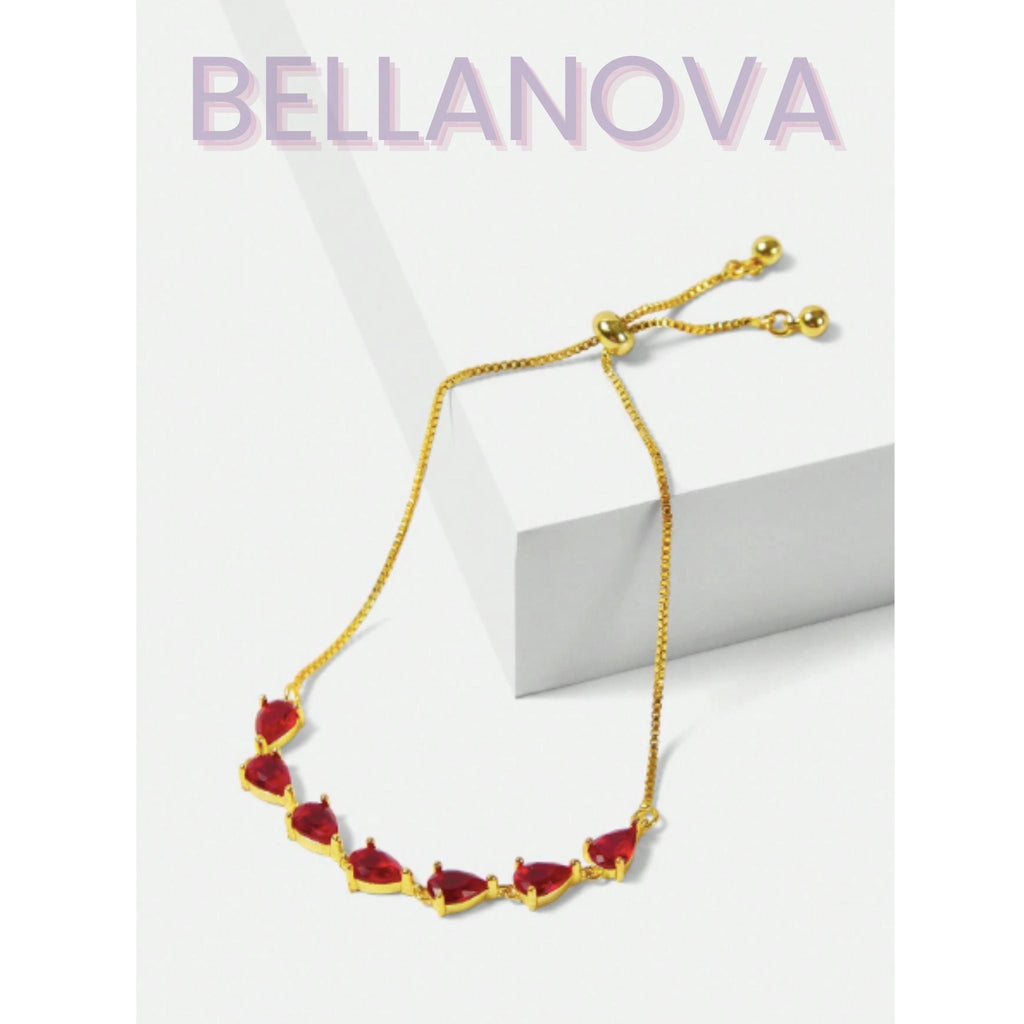 Adjustable Swarovski™ & Ruby Bracelet – 18k Gold-Plated + FREE UK Delivery