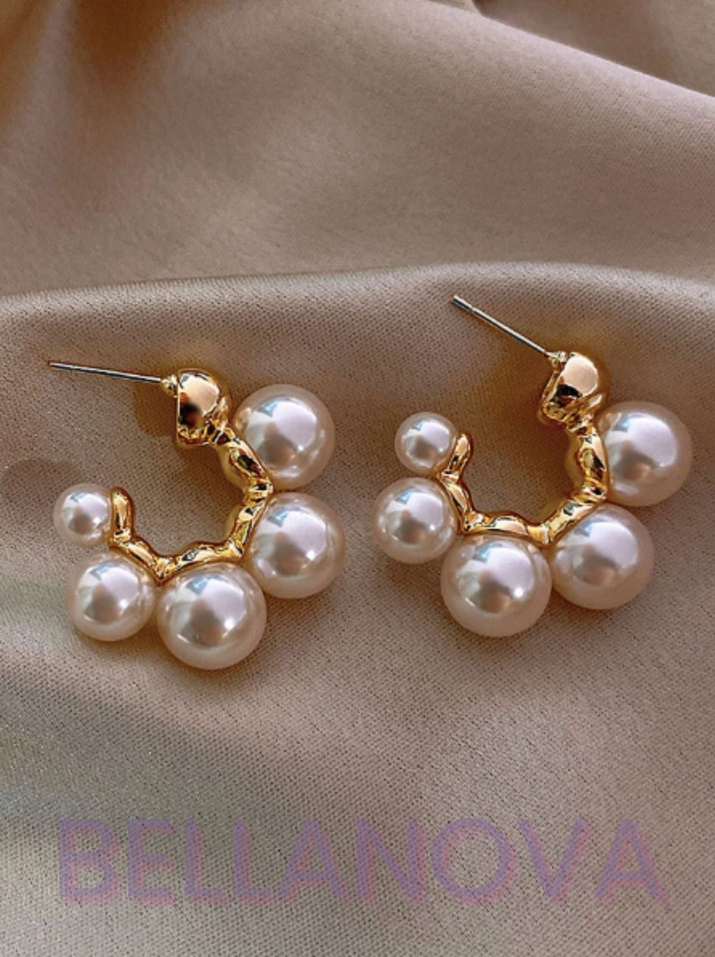18k Gold-Plated Pearl Circle Earrings + FREE UK Delivery