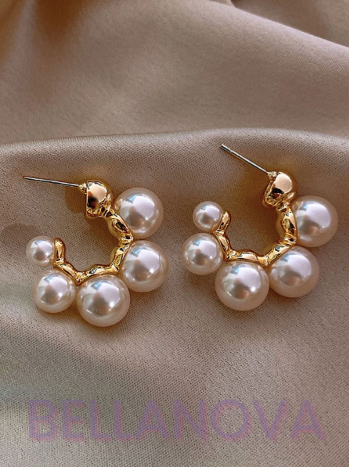 18k Gold-Plated Pearl Circle Earrings + FREE UK Delivery