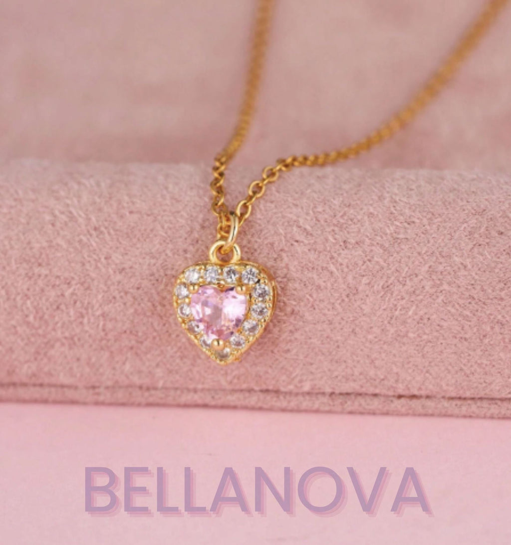 Swarovski™ Pink Heart Necklace – 18k Gold-Plated + FREE UK Delivery