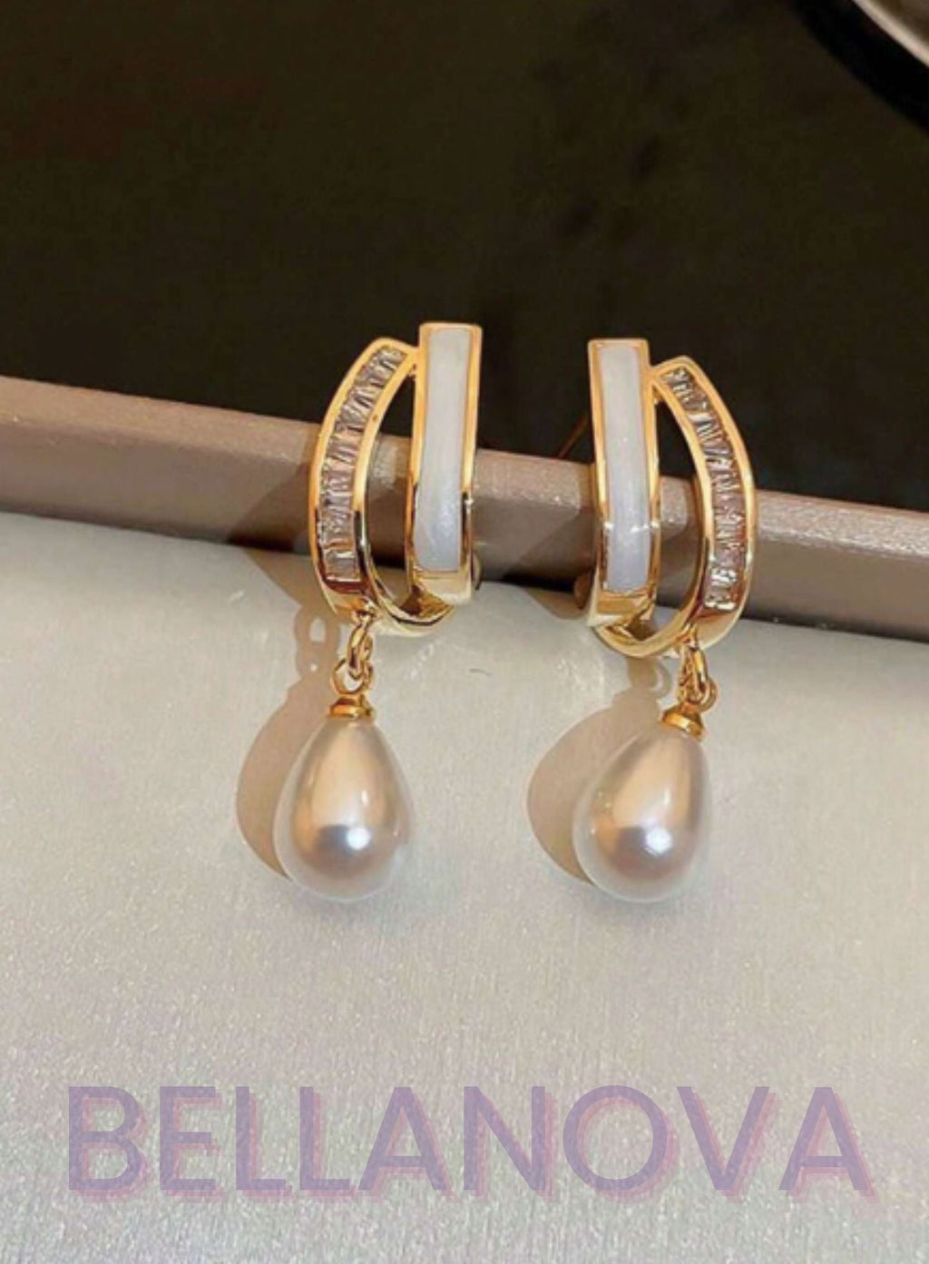 Beatrice 18k Gold-Plated Mother-of-Pearl Earrings + FREE UK Delivery