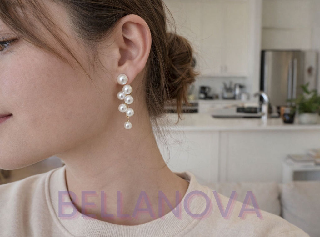 18k Gold-Plated Floating Pearl Earrings + FREE UK Delivery