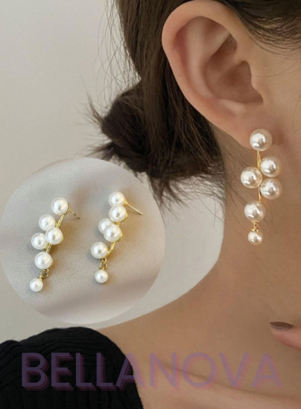 18k Gold-Plated Floating Pearl Earrings + FREE UK Delivery