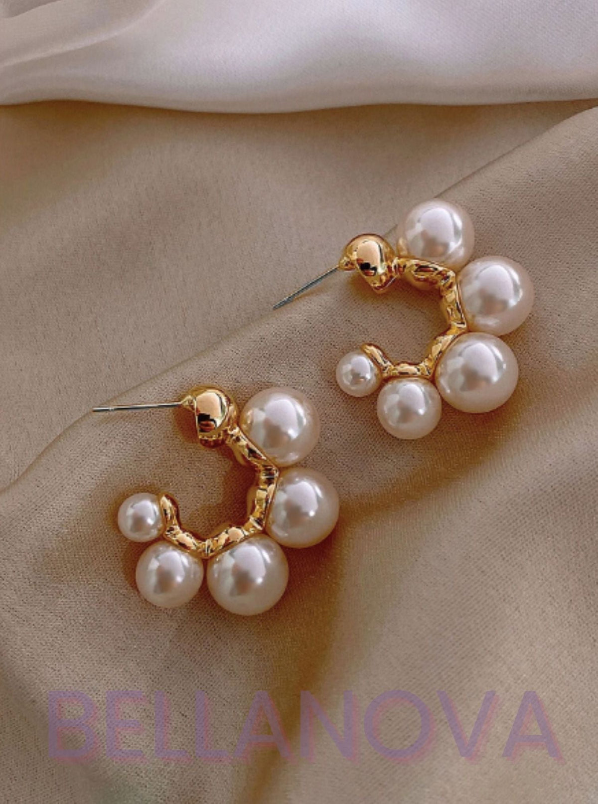 18k Gold-Plated Pearl Circle Earrings + FREE UK Delivery