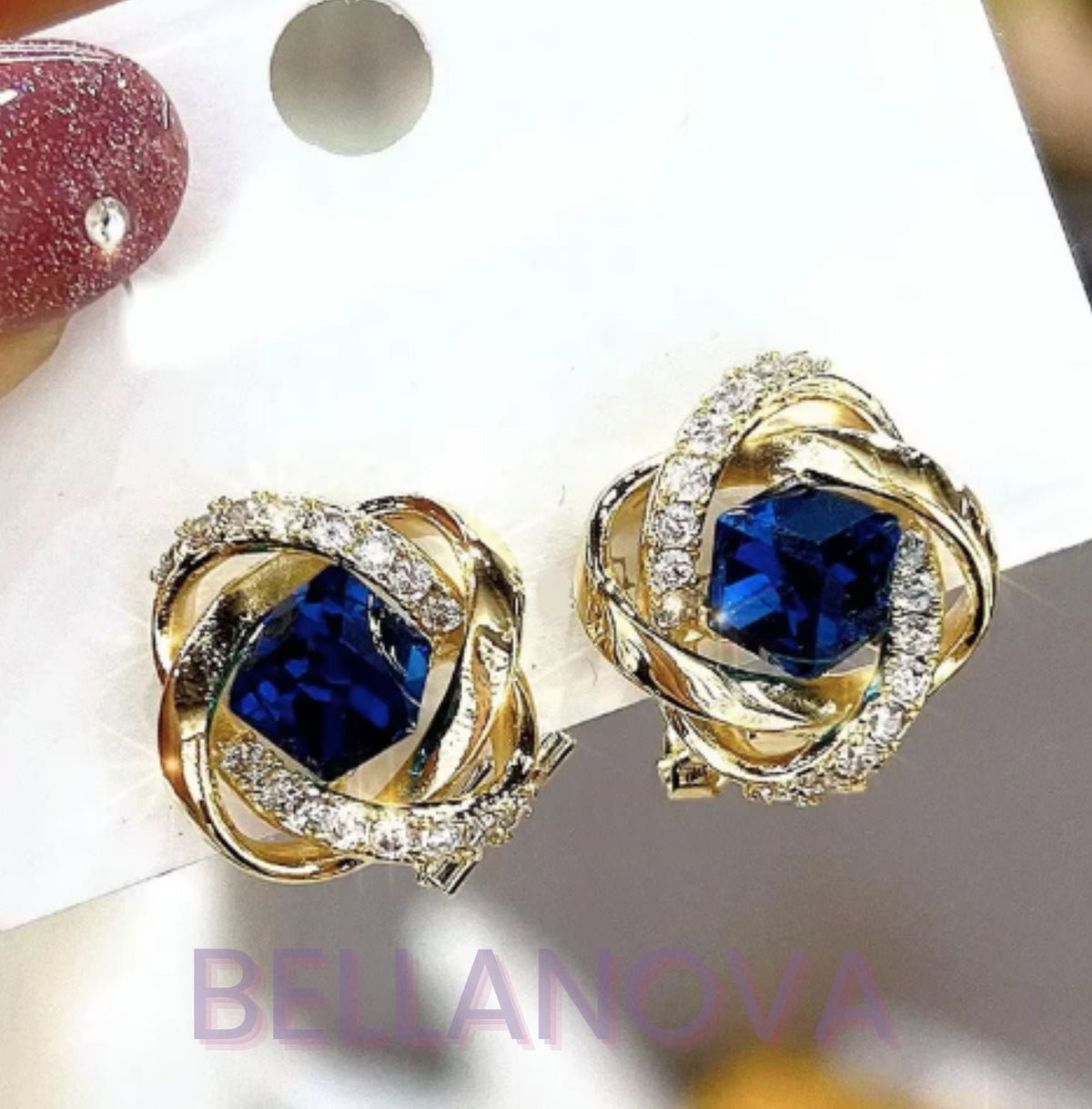 18k Gold-Plated Rose Cubic Zirconia Earrings + FREE UK Delivery