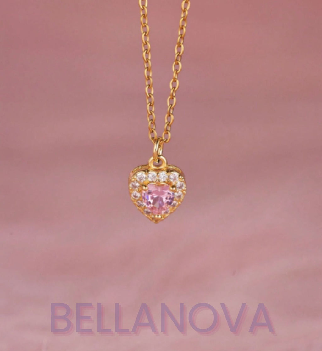 Swarovski™ Pink Heart Necklace – 18k Gold-Plated + FREE UK Delivery