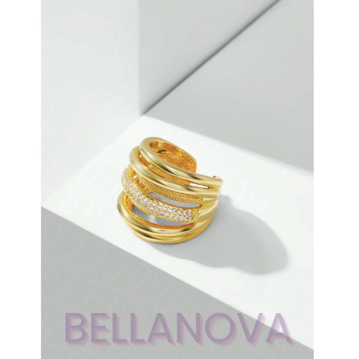 Swarovski™ Layered Ring – 18k Gold-Plated + FREE UK Delivery