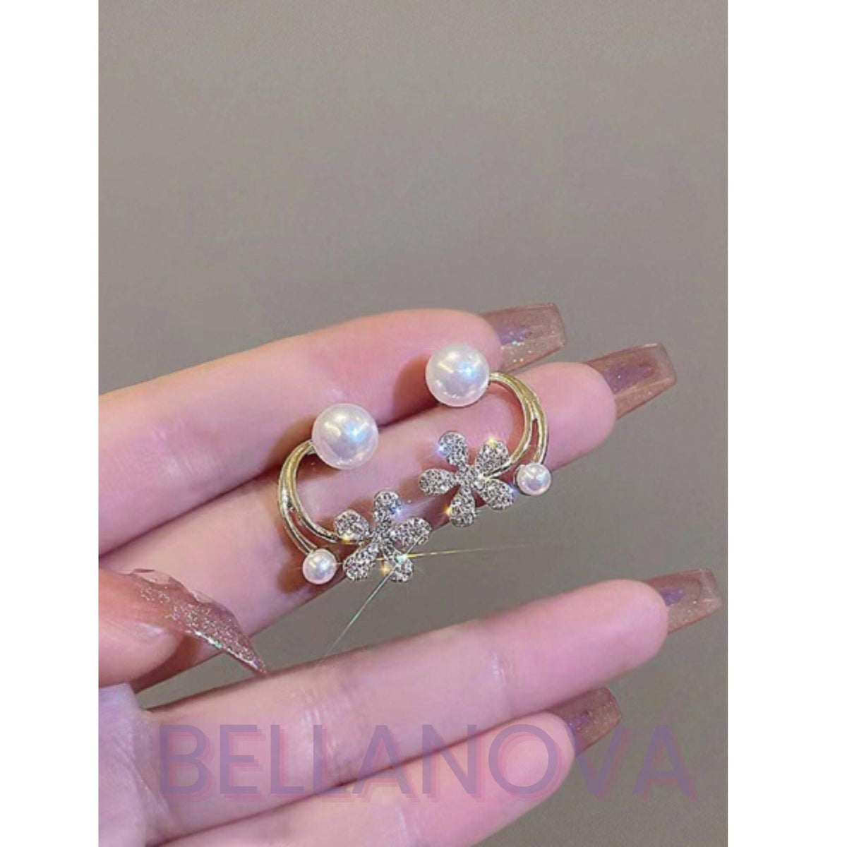 18k Gold-Plated 2-in-1 Floral & Pearl Earrings + FREE UK Delivery