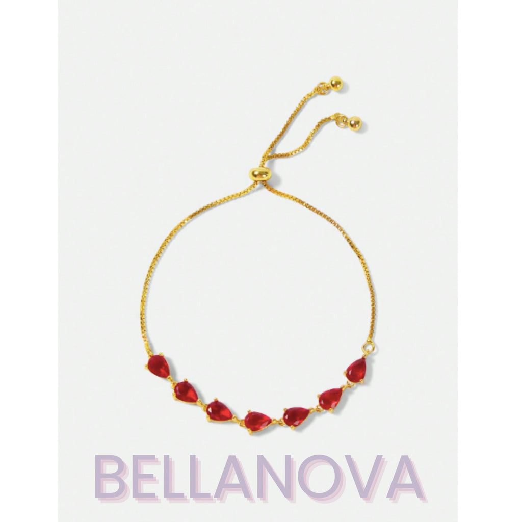 Adjustable Swarovski™ & Ruby Bracelet – 18k Gold-Plated + FREE UK Delivery
