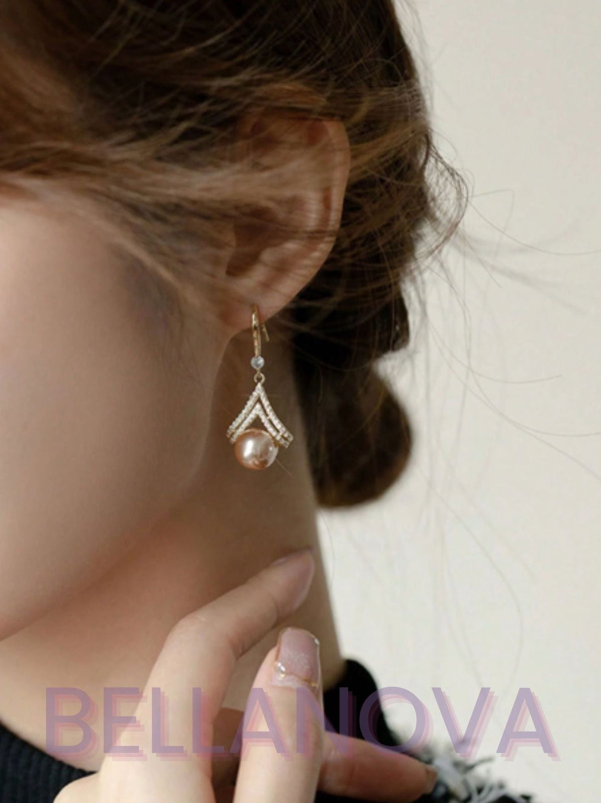 18k Gold-Plated Rose Pearl & Cubic Zirconia Earrings + FREE UK Delivery