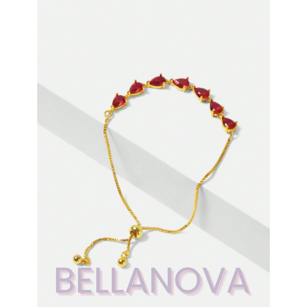Adjustable Swarovski™ & Ruby Bracelet – 18k Gold-Plated + FREE UK Delivery