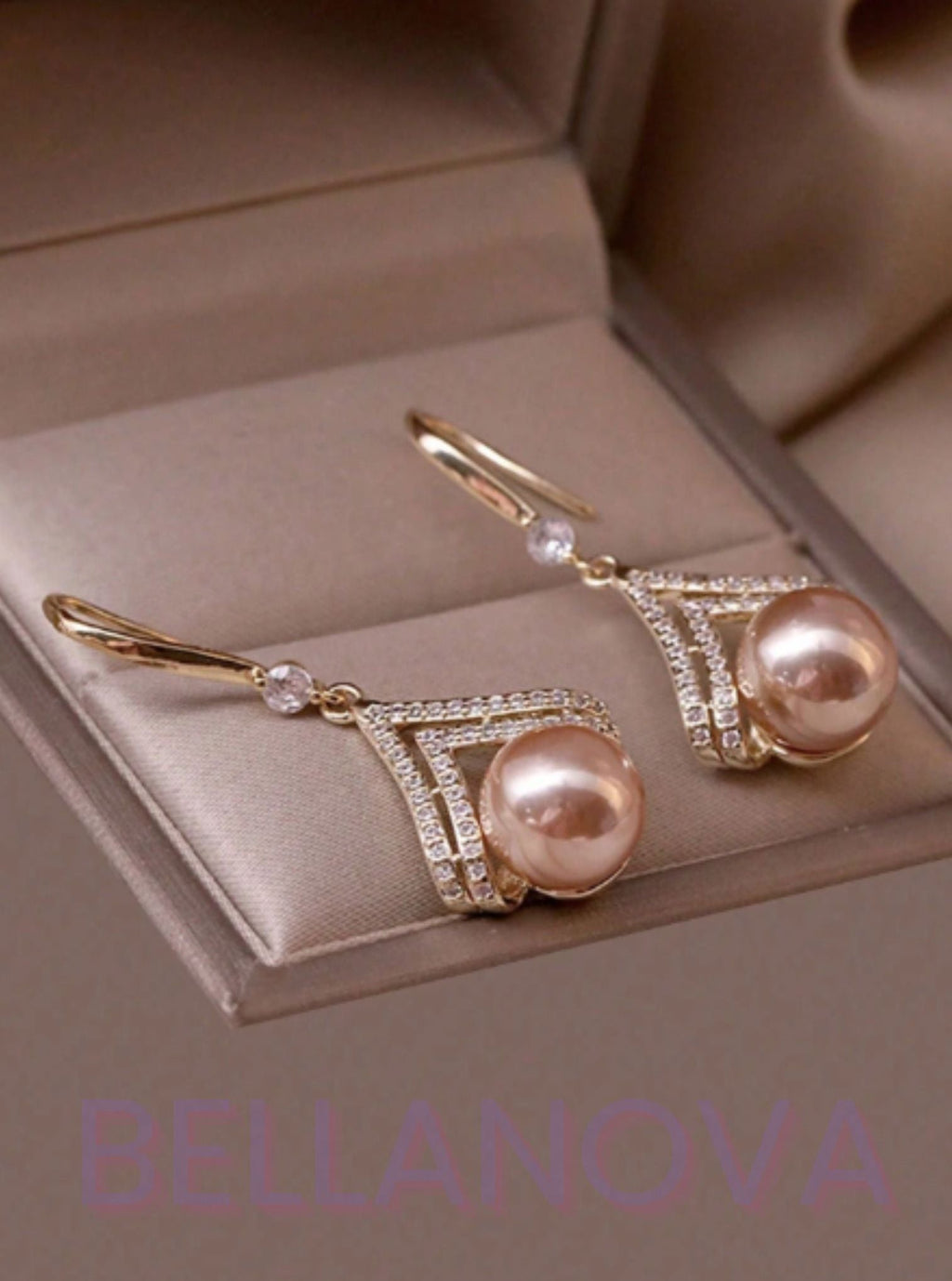 18k Gold-Plated Rose Pearl & Cubic Zirconia Earrings + FREE UK Delivery