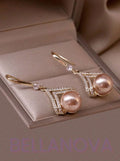 18k Gold-Plated Rose Pearl & Cubic Zirconia Earrings + FREE UK Delivery
