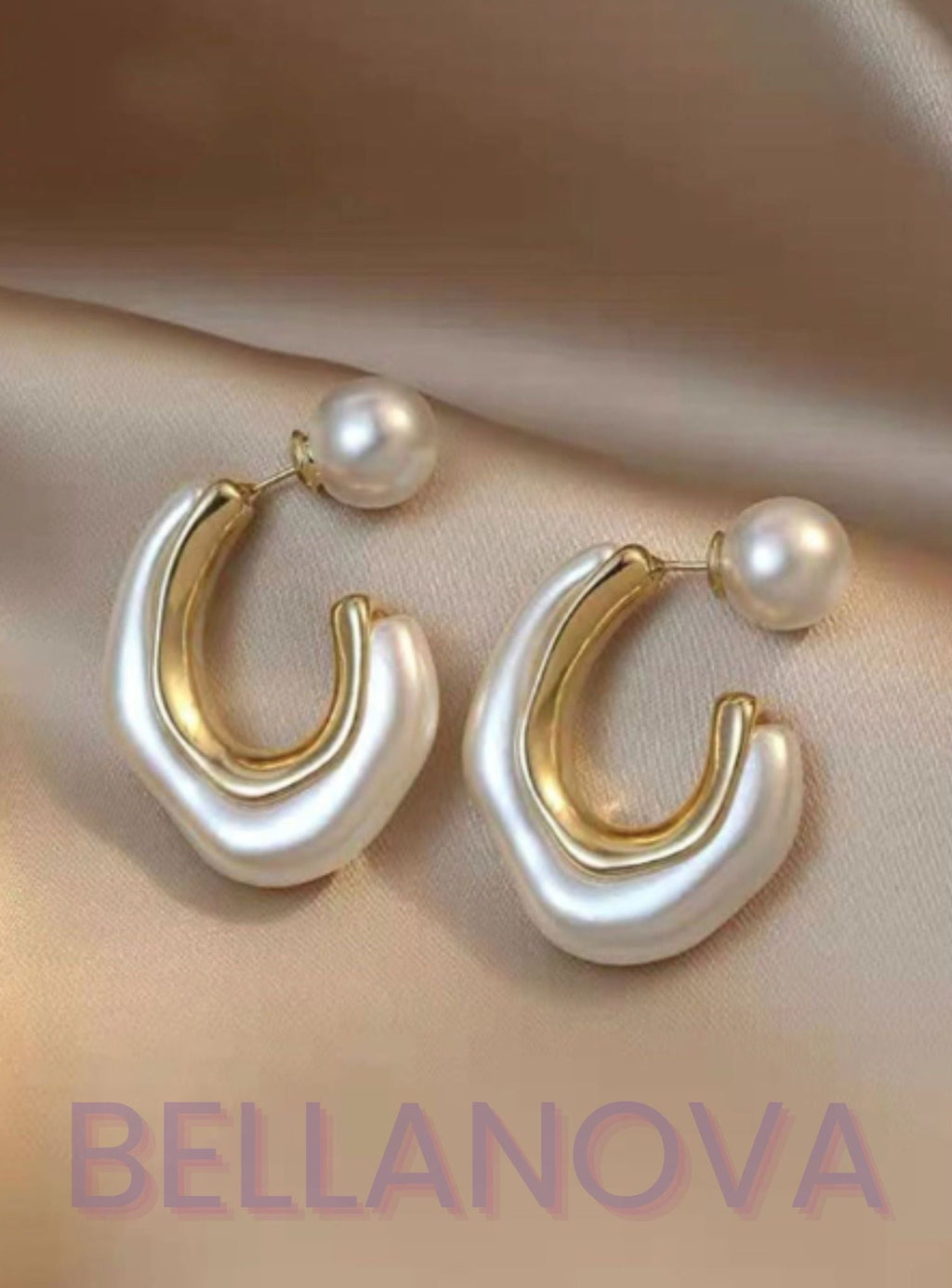18k Gold-Plated Geometric & Pearl Earrings + FREE UK Delivery