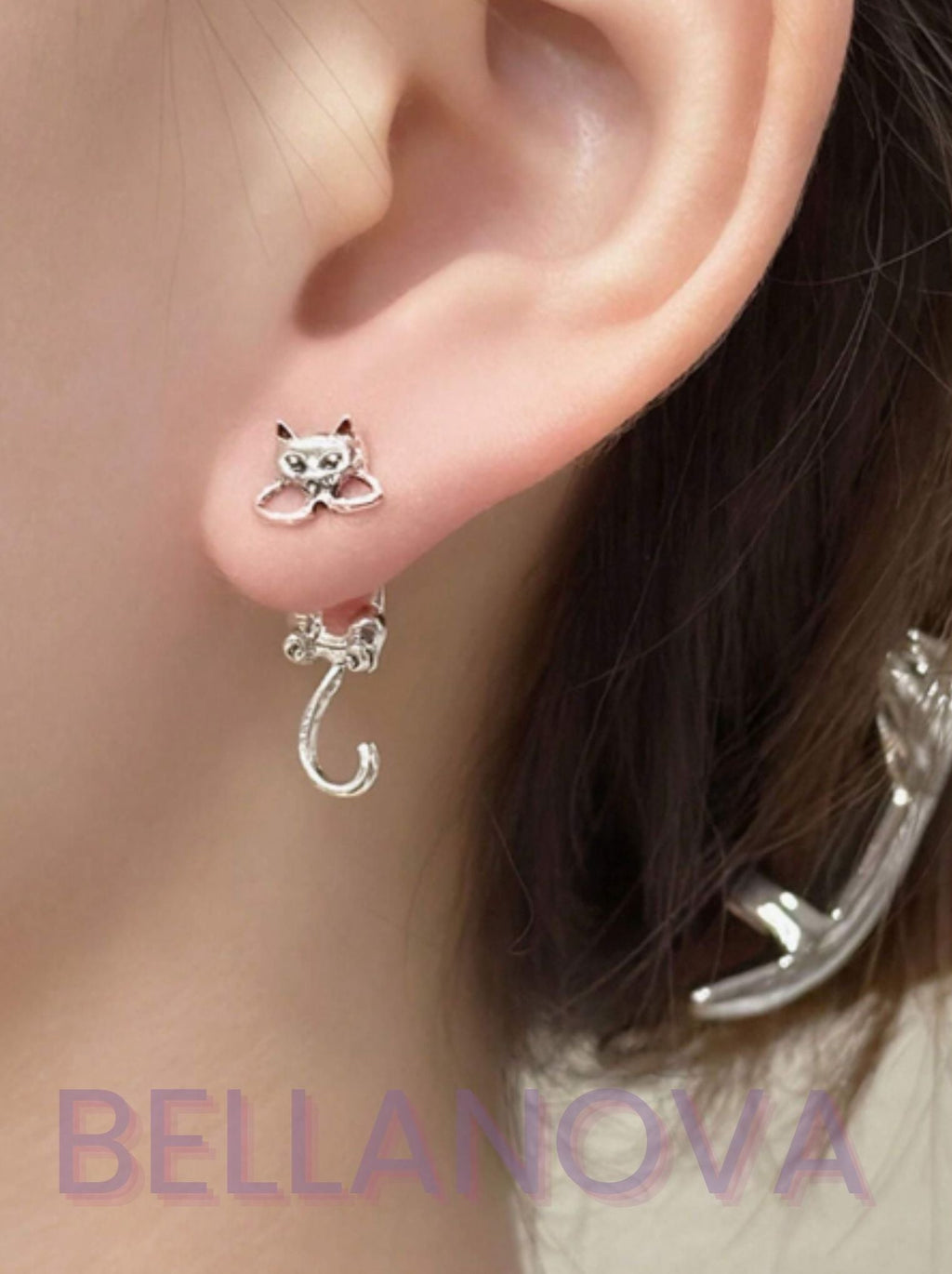 18k Gold-Plated 2-in-1 Cat Earrings + FREE UK Delivery