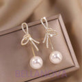 Virginia 18k Gold-Plated Bow & Cubic Zirconia Pearl Earrings + FREE UK Delivery