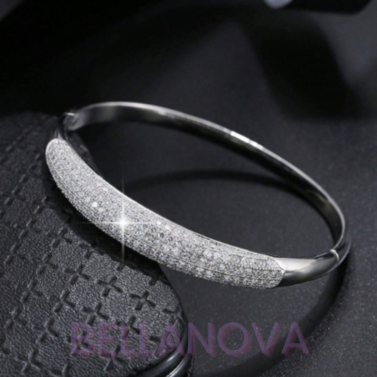 18k Gold-Plated Geometric Bangle with Cubic Zirconia + FREE UK Delivery