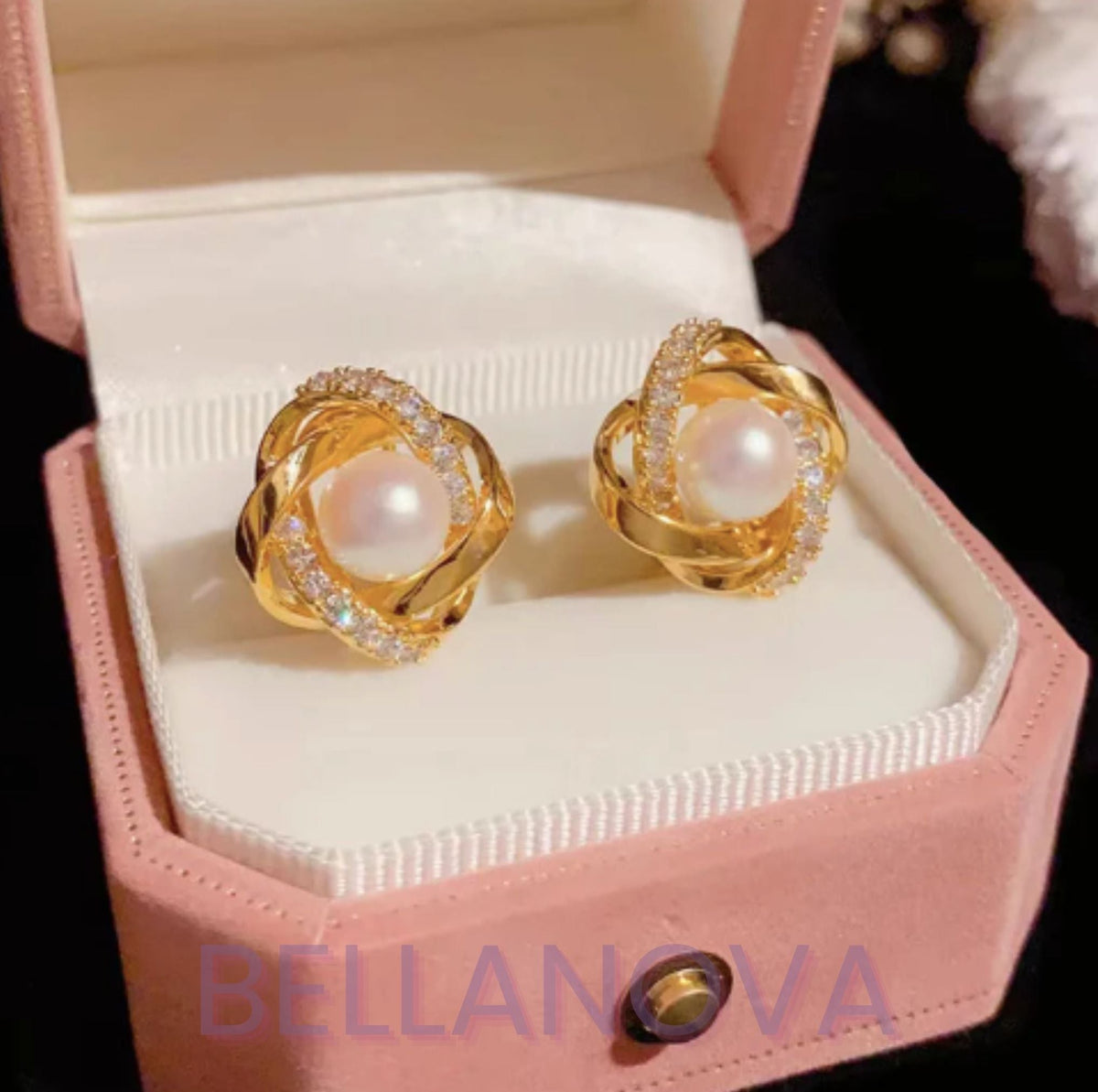 18k Gold-Plated Rose Cubic Zirconia Earrings + FREE UK Delivery