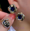 18k Gold-Plated Rose Cubic Zirconia Earrings + FREE UK Delivery