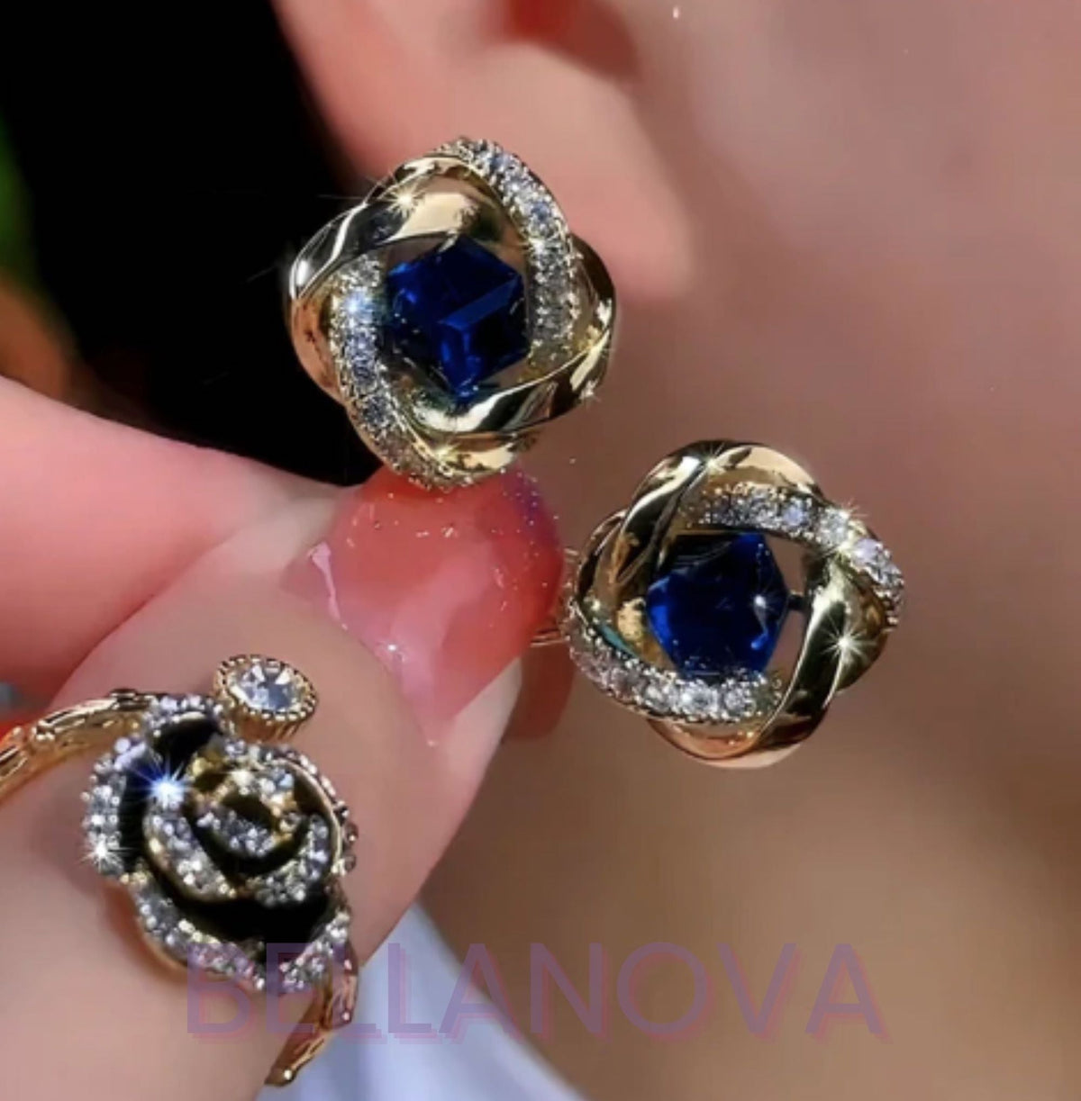 18k Gold-Plated Rose Cubic Zirconia Earrings + FREE UK Delivery