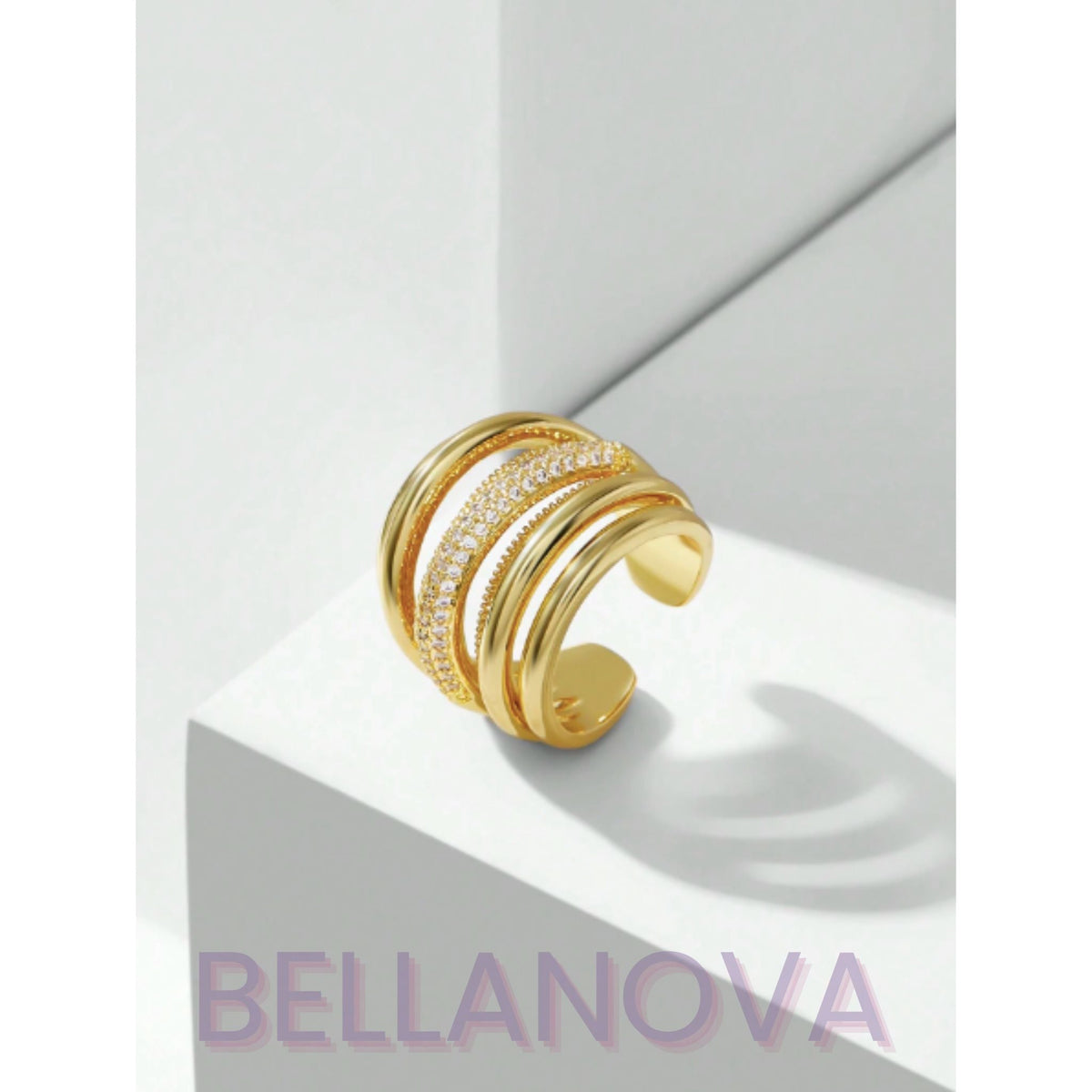 Swarovski™ Layered Ring – 18k Gold-Plated + FREE UK Delivery