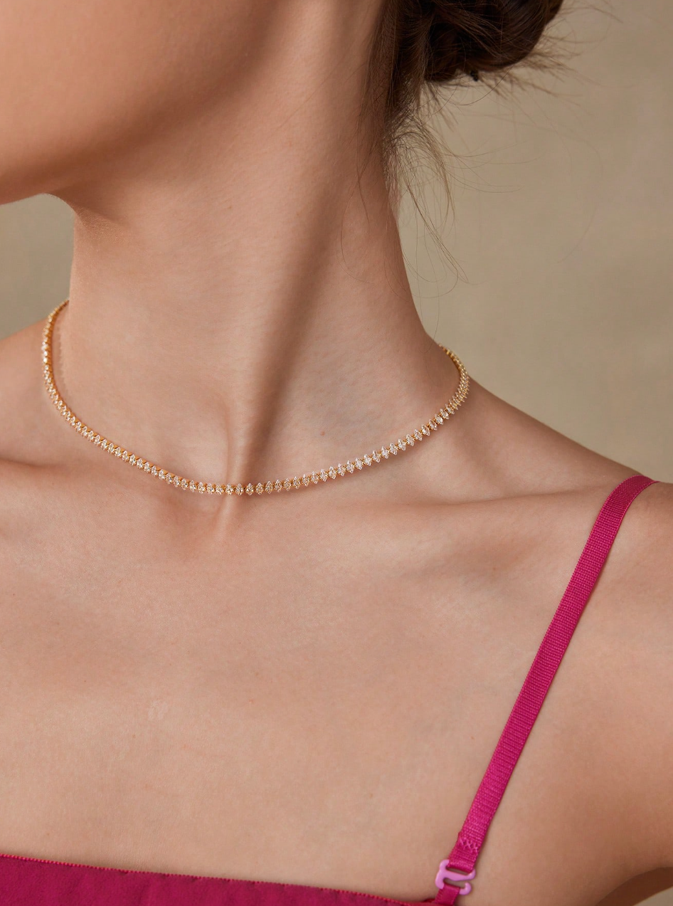[NEW] Bridge Swarovski™ Necklace – Cubic Zirconia – 18k Gold-Plated + FREE UK Delivery