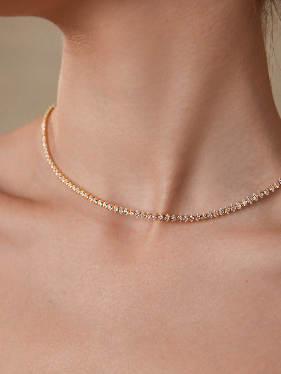 [NEW] Bridge Swarovski™ Necklace – Cubic Zirconia – 18k Gold-Plated + FREE UK Delivery