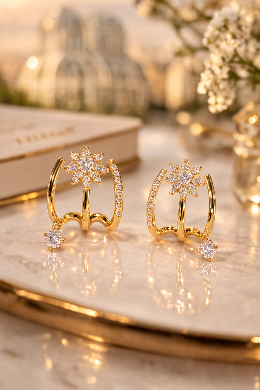 18k Gold-Plated Triple Point Earrings + FREE UK Delivery