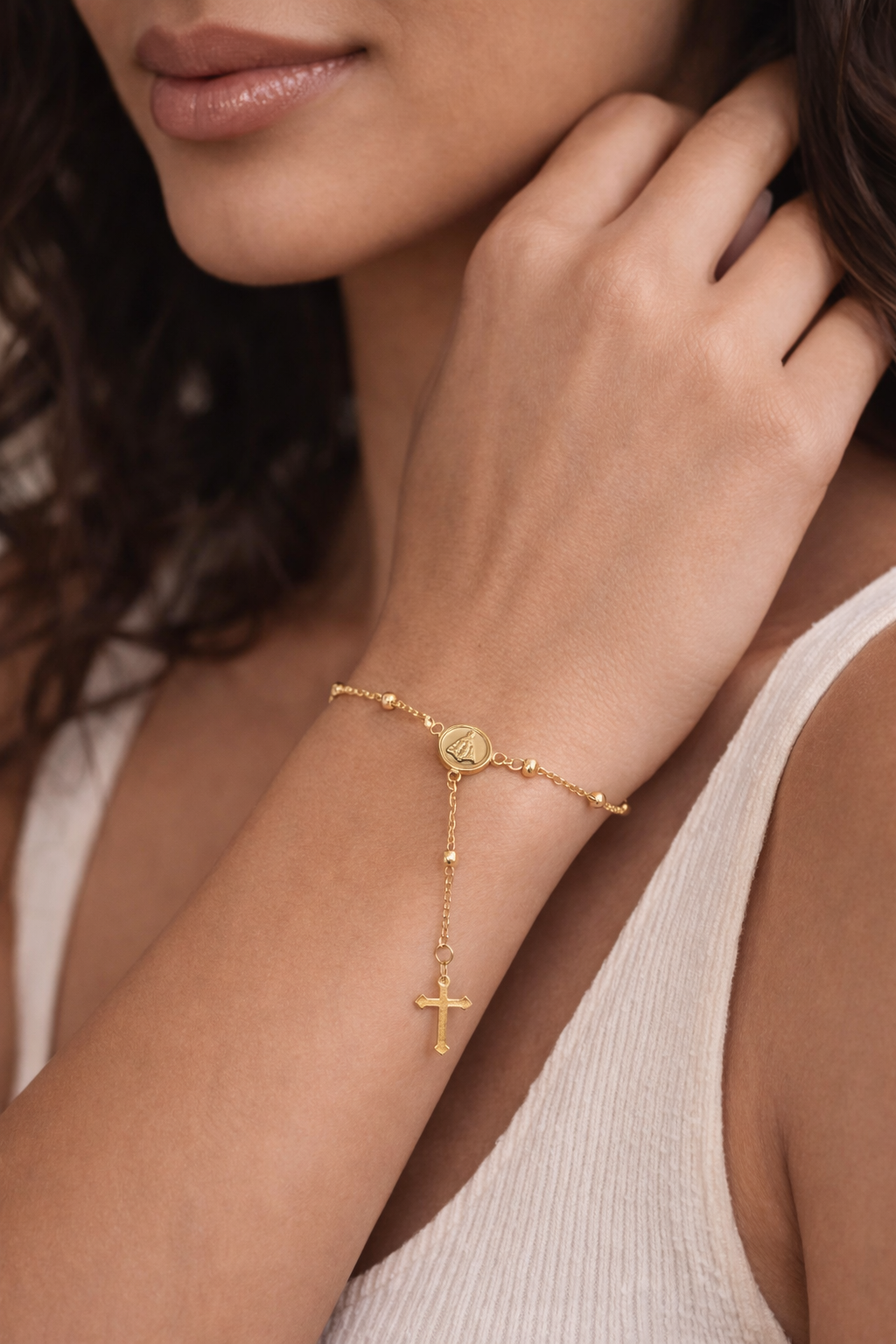 18k Gold-Plated Hand Rosary Bracelet + FREE UK Delivery