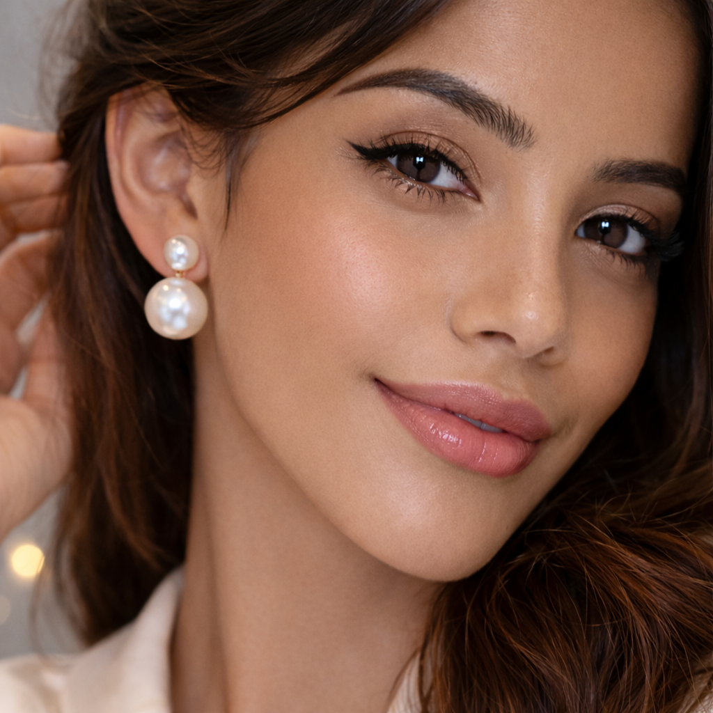 18k Gold-Plated 2-in-1 Double Pearl Earrings + FREE UK Delivery