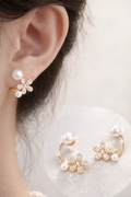 18k Gold-Plated 2-in-1 Floral & Pearl Earrings + FREE UK Delivery