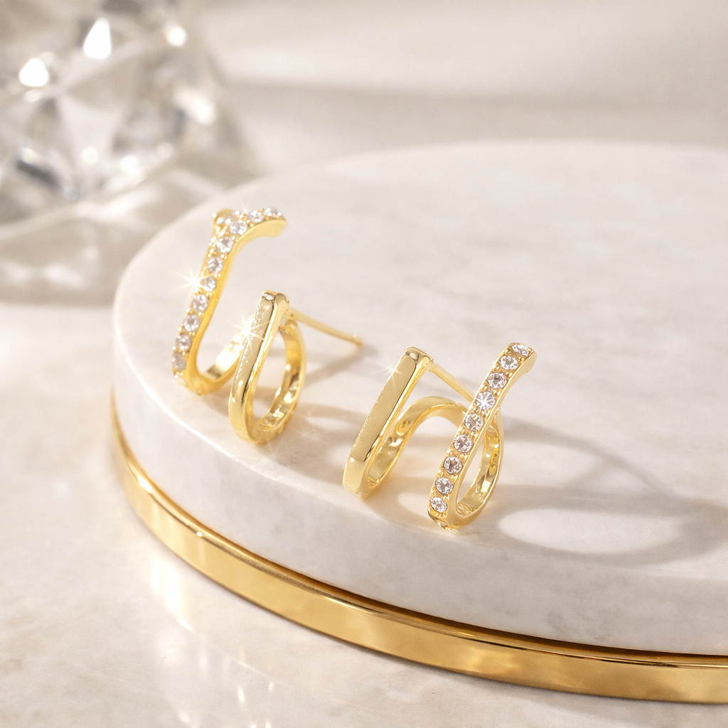 18k Gold-Plated Double Point™ Earrings + FREE UK Delivery