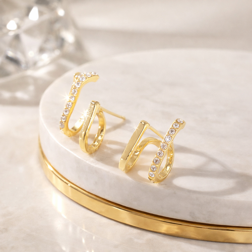 18k Gold-Plated Double Point™ Earrings + FREE UK Delivery