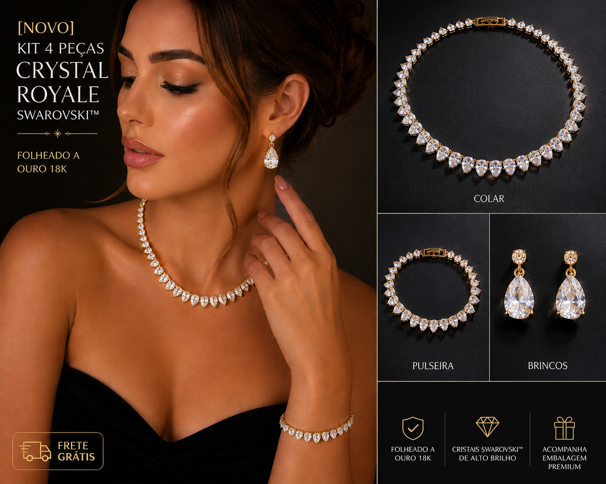 [NEW] Crystal Royale Swarovski™ 4-Piece Jewellery Set – 18k Gold-Plated + FREE UK Delivery