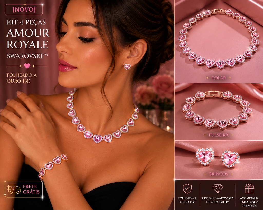 [NEW] Amour Royale Swarovski™ 4-Piece Jewellery Set – 18k Gold-Plated + FREE UK Delivery