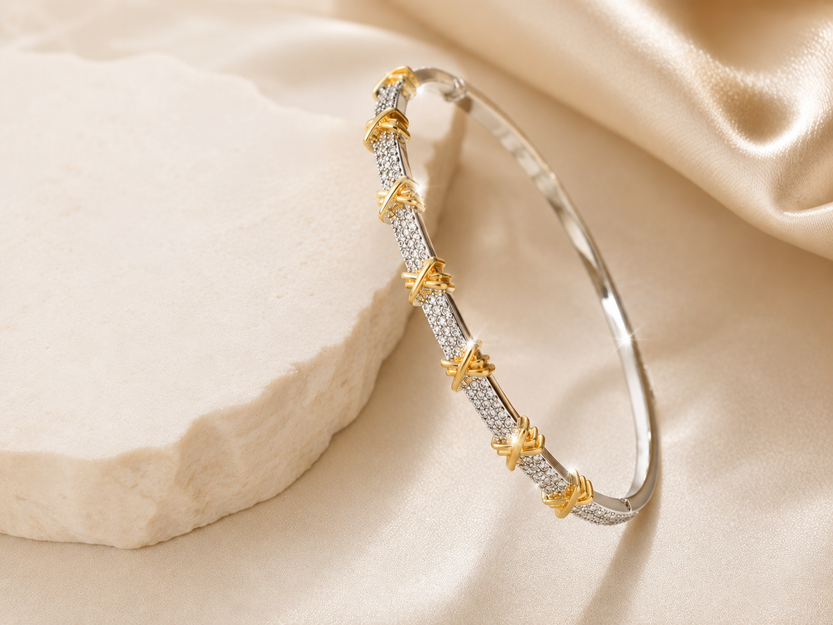 [NEW] Capri Swarovski™ Bangle – Cubic Zirconia – 18k Gold-Plated + FREE UK Delivery