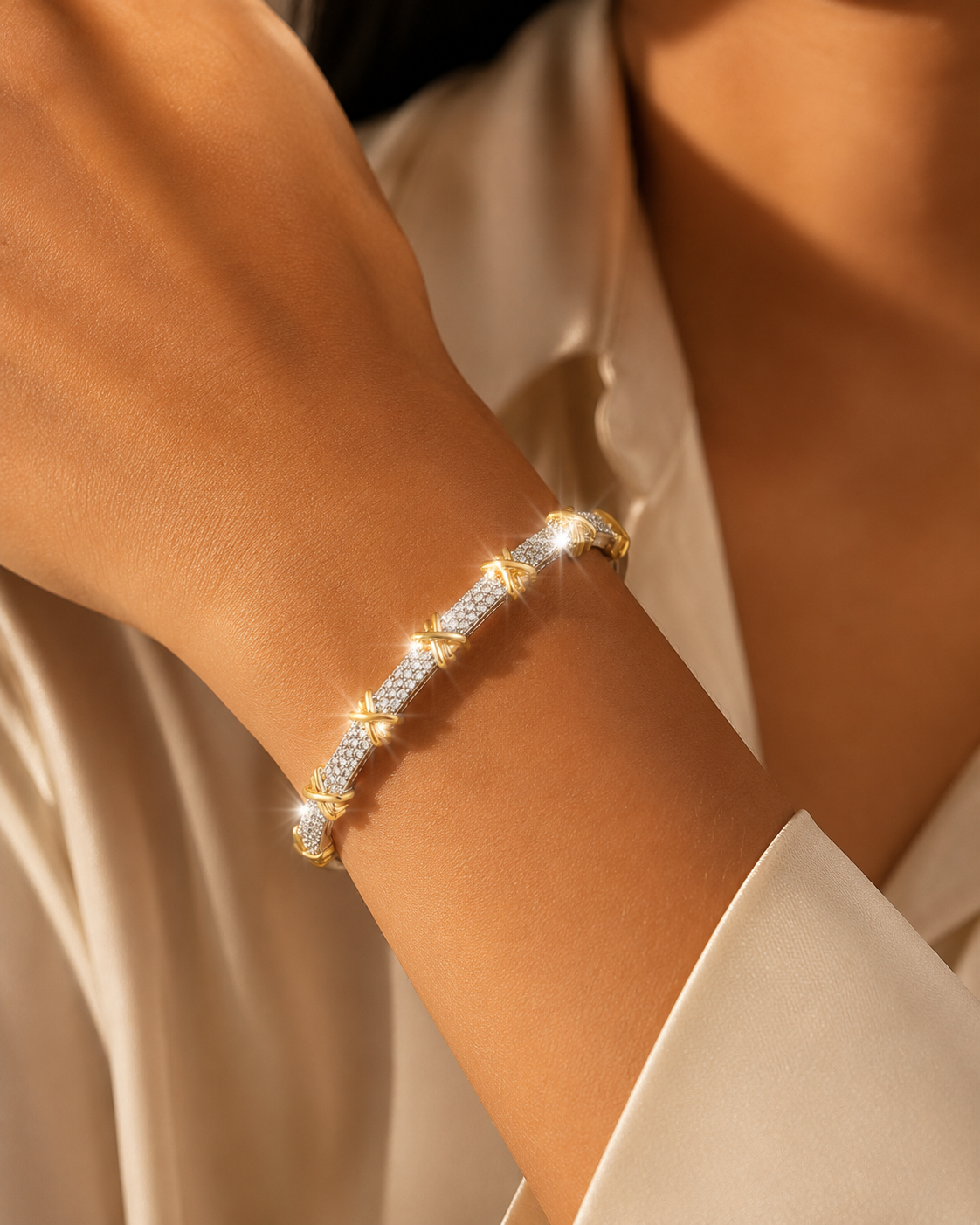 [NEW] Capri Swarovski™ Bangle – Cubic Zirconia – 18k Gold-Plated + FREE UK Delivery