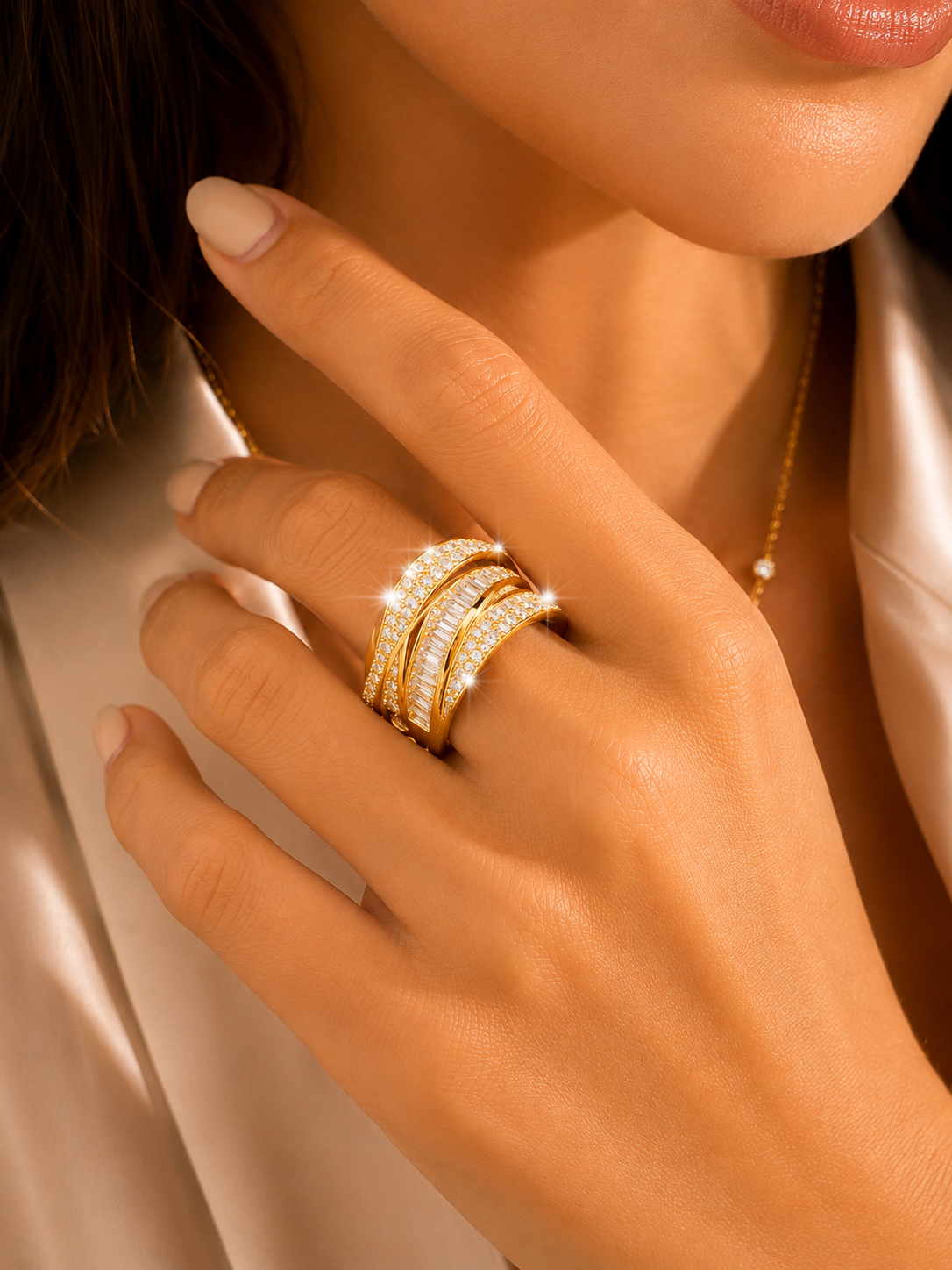 [NEW] Amalfi Swarovski™ Ring – 18k Gold-Plated + FREE UK Delivery
