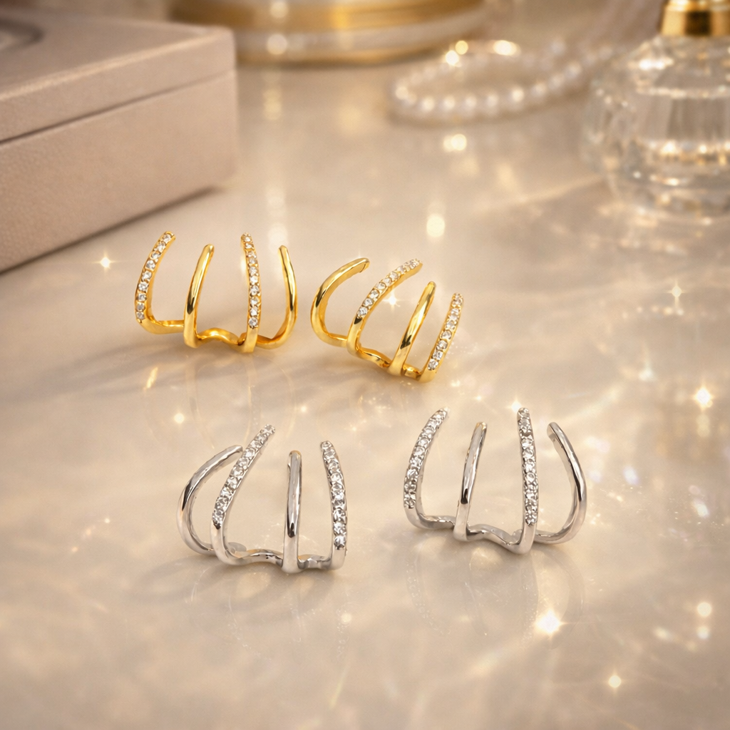 18k Gold-Plated Four-Point™ Earrings + FREE UK Delivery