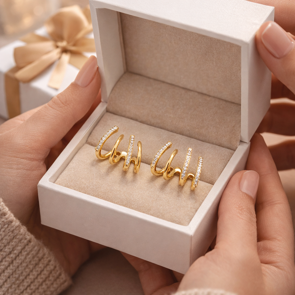 18k Gold-Plated Four-Point™ Earrings + FREE UK Delivery