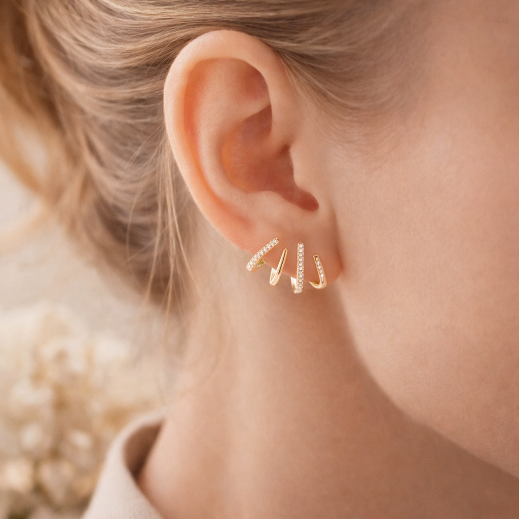 18k Gold-Plated Four-Point™ Earrings + FREE UK Delivery